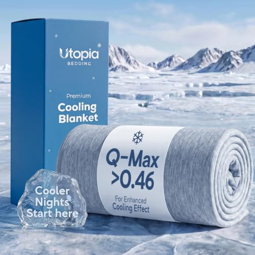 Utopia Bedding Throw Size Cooling Blanket Made from Lightweight Nylon, Breathable Summer Blanket for Soft Comfort, Travel-Friendly, Perfect for Hot Nights (Blue, 127x152 cm)