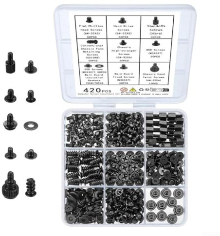420 st skrivbord skruvset moderkort stående för PC fodral laptop notebook SSD hårddisk fläkt chassi reparation fästelement sortiment
