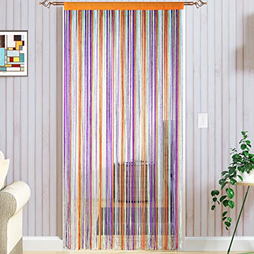 Fadenvorhang Türvorhang Fliegenvorhang Insektenschutz Balkontür Türen Vorhang Terrasse Türvorhänge Terrassentür Fliegentürvorhang Dekorative Gardine Raumteiler Fliegenschutz 90x200cm Regenbogen