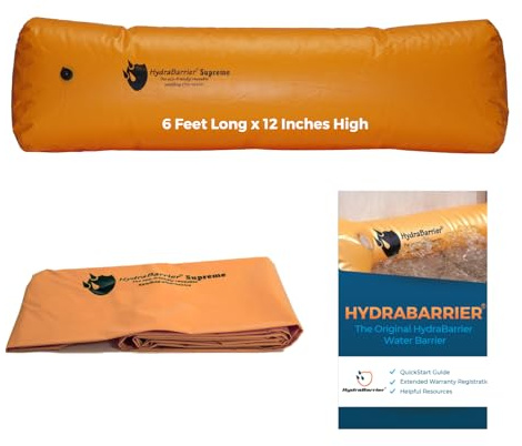 Watershed Innovations Best Sandbag Alternative - HydraBarrier Supreme 6 Foot Length 12 Inch Height - Water Diversion Tube - Light, Re-usable, & Eco-Friendly Flood Barrier (Single Unit)
