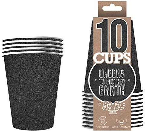 Pack de x10 Gobelets Scintillants Noirs | Gobelets Américains 53cl avec Paillettes | Beer Pong Qualité Premium | Verres Recyclables Ultra Résistants en Carton | Créé par OriginalCup®
