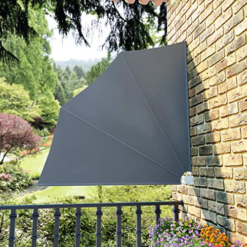 (Schneller Versand) Balkonsichtschutz für, Gärten, Außenbereiche, Innenhöfe und Terrassen als Sichtschutz Faltbarer Balkonfächer Grau 140x140 cm