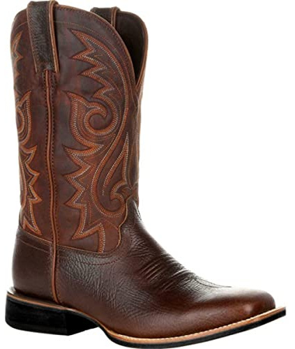 Botas vaqueras occidentales para hombre, botas de caballero, bordadas, zapatos ecuestres, punta cuadrada, botas cortas de media pantorrilla, tacones bajos, botas de equitación para mujer, botas