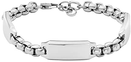 Fossil Armband Für Männer Drew, Länge: 225mm, Breite: 27.3mm, Höhe: 10mm Silbernes Edelstahlarmband, JF04400040