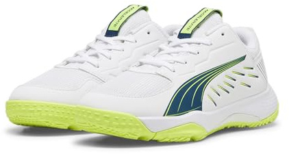 PUMA Unisex Kids Accelerate Jr Zapatos de balonmano, White Ocean Tropic Lime Squeeze Blue Yellow, 33 EU