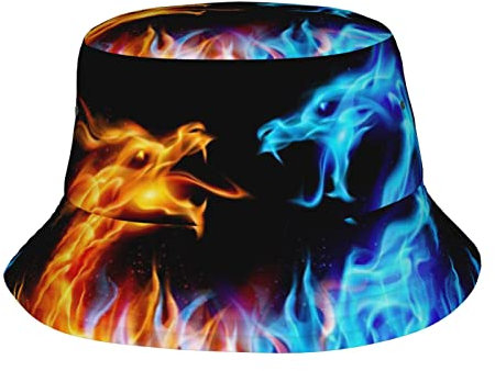 Ice and Fire Dragons Bucket Hat for Men Summer Travel Bucket Beach Sun Hat Outdoor Cap for Men Women, Ice and Fire Dragons, One size