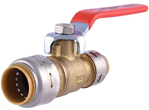 SharkBite Max 3/4 x 1/2 in PTC Reducing Ball Valve, Push-to-Connect Brass Water Shut-Off Plumbing Fitting, UR22973