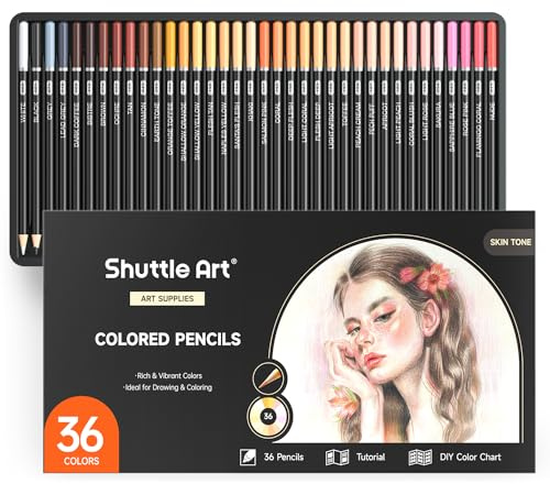 Shuttle Art 36 Buntstifte Hautfarben, 36 Hautfarben Buntstifte für Hauttöne, Porträt, Haare, Holzstifte für Künstler, Erwachsene, Anfänger