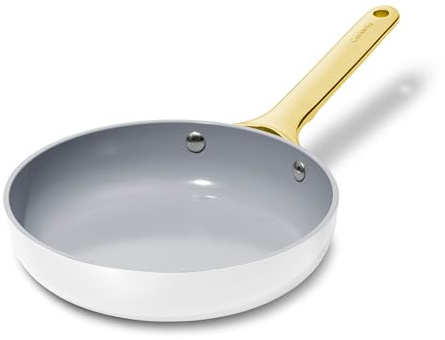 Caraway Nonstick Ceramic Mini Fry Pan (1.05 qt, 8) - Non Toxic, PTFE & PFOA Free - Oven Safe & Compatible with All Stovetops (Gas, Electric & Induction) - White