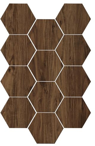 MENAYODA 12 stycken hexagon akustiska plattor, självhäftande, ljudabsorberande ljudisolering med hög densitet för vägg, tak, trä och dörr, ljudabsorberande väggdekoration (brun)