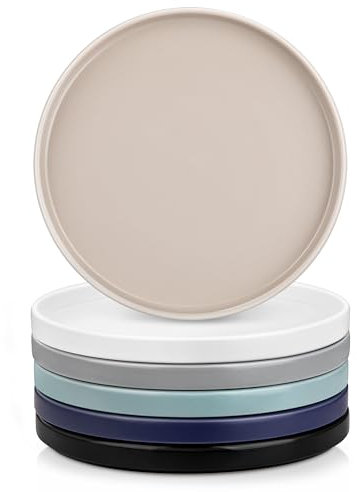 vancasso Serie VENUS Set de 6 Platos de Postre, Platos de Ensalada de Gres, Platos de Desayuno de 21,2 cm, Juego de Platos Llanos de Cerámica, Aptos para el Microondas y Lavavajillas, Multicolores