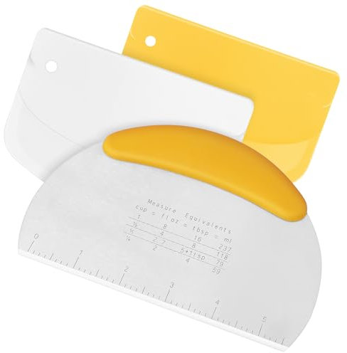 Asdirne Teigschaber, Teigschneider mit lebensmittelechter Edelstahlklinge und weichem TPR-Griff, 16 cm, 3 Stück