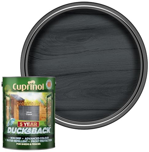 SAVING HUB Ducksback Fence Paint 5L - Garden Fence&Shed Paints - Non Drip Formula, for Rough Sawn Wood - Water Repellent Frost Protection, Sheds Fences Paint - Wooden Fences Paints (Silver Copse)