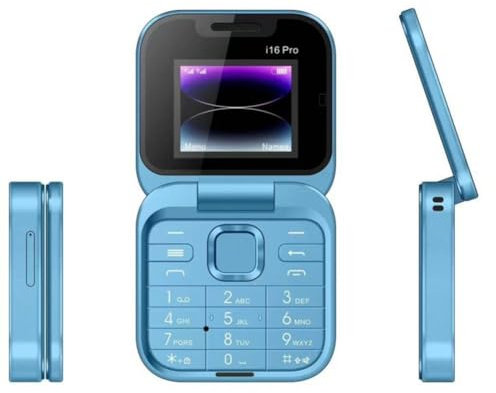 XDGJTBFMY Teléfono móvil plegable con tapa 2024, 2 tarjetas SIM, pantalla pequeña, teléfono celular plegable para personas mayores, fácil de usar, regalo para el día del padre/día de la madre (azul)