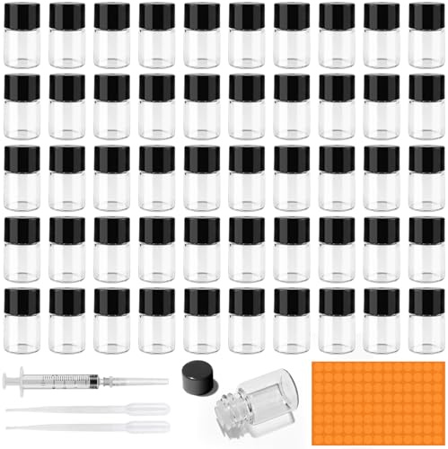 Amentalove Förpackning med 50 tomma miniglasflaskor, 2 ml glasflaskor eteriska oljeflaskor för eteriska oljor (50 stycken genomskinliga, 2 ml)