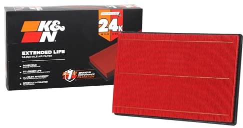 K&N Engine Air Filter: Extended Life 24,000 Mile Replacement Air Filter: Compatible with 2002-2019 Dodge Ram Truck V6/V8/V10 (1500, 2500, 3500, 4500, 5500), KNX-2247