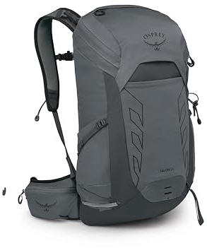 Osprey Talon 26L Herren Leichter Wanderrucksack mit Hüftgurt, Phantom Grey/Dark Charcoal