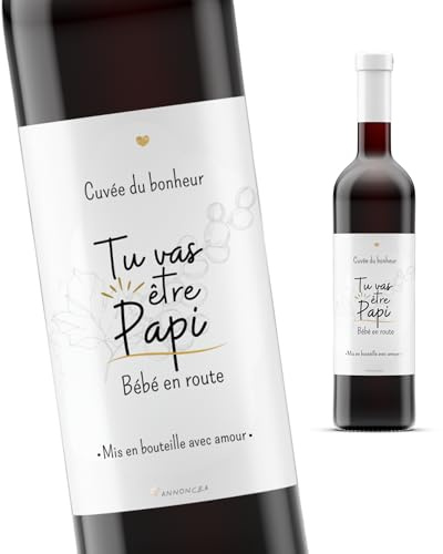 Etiqueta botella vino anuncio embarazo papi | Futuro abuelo | Anuncio nacimiento abuelos