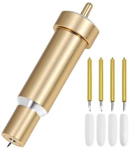 QWORK® Fin skärkniv och hölje, ersättningsblad, kompatibel med Cricut Explore Air/Air 2/Maker 3, guld