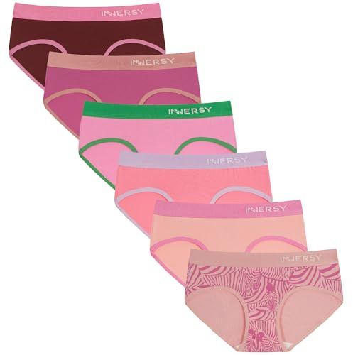 INNERSY Girls Pants Knickers Cotton Underwear,12-14 Years, Pink Multicolour