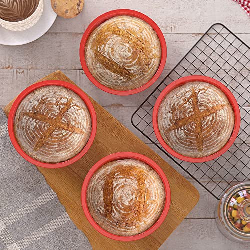 SILIVO 6 inch Cake Tins, 4Pcs 15cm Samll Silicone Cake Tins for Baking 6 inch Round, Nonstick Silicone Baking Trays for Cheesecake, 15cm Round Cake Moulds for Small Layer Cakes