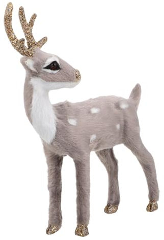 VANZACK Stehende Rentierfigur Aus Kunststoff Weihnachtsdeko Mit Geweih Lebensechtes Rentiermodell Für Zuhause Büro Und Partys