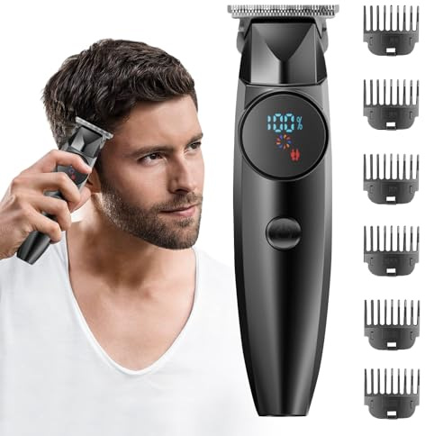 Cortadora de barba para hombre – Cortadora de barba y corte de pelo con batería de larga duración y agarre antideslizante, máquina antideslizante con mango ergonómico para tamaño cabello
