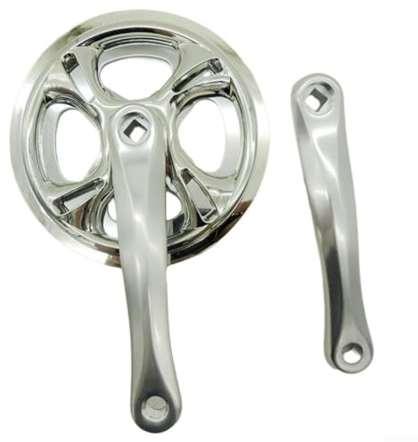 Oniissy Bielas Fixie de aleación de una sola velocidad con plato 42T y longitud de 175 mm para bicicletas de carretera y bicicletas de engranaje fijo en acabado plateado