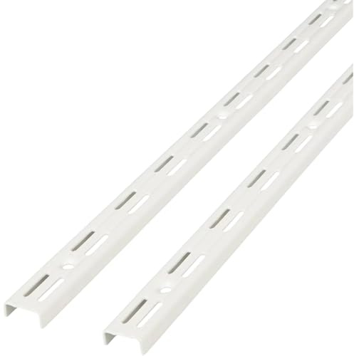 Shoplines Supplies 2 Pack 160cm Twin Slot Upright Shelving Rail White Steel Wall Mounted