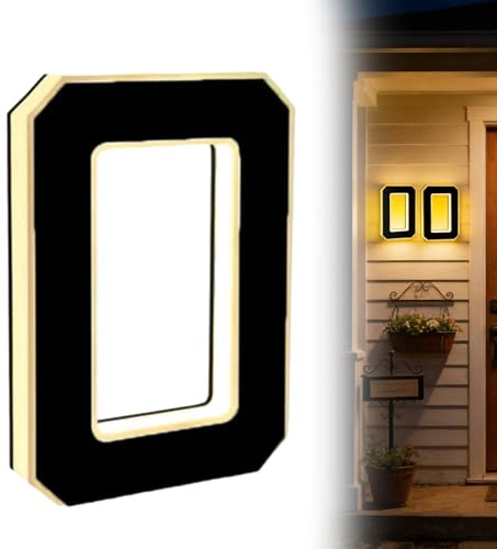 Upplyst husnummerskylt 23 cm Stor personlig vattentät LED-adressskylt för hus Moderna upplysta bakgrundsbelysta adressskyltar för hem, garage, butik (0)