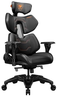 Cougar Gaming | Fauteuil Gaming | Fauteuil DE Bureau Terminator Noir - Ergonomique - Appuie-tête, Inclinaison du Dossier, accoudoirs et Hauteur réglables - Accoudoirs métalliques 4D
