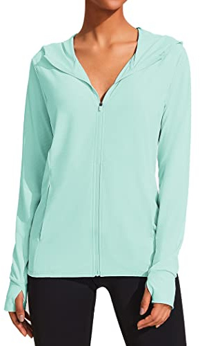 COOrun Women's UPF 50+ UV Sun Protection Women's Clothing Zip Up Long Sleeve Hiking Hooded Jacket