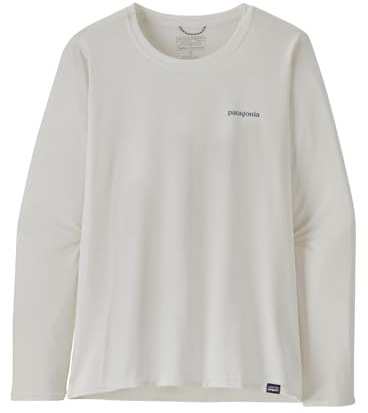 Patagonia W's L/S Cap Cool Daily Graphic Shirt - Waters Boardshort Logo Light Plume Grey: White L, Boardshort Logo Light Plume Gray: Vit, L