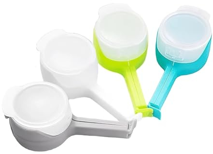 4 Pezzi Chiudi Sacchetti con Tappo Ermetico Ribaltabile, Mollette Chiudi Sacchetti, per Alimenti, Confezioni, Pasta, Biscotti, Cereali, Caffè, Snack, per la Cucina, Viaggio, Ufficio