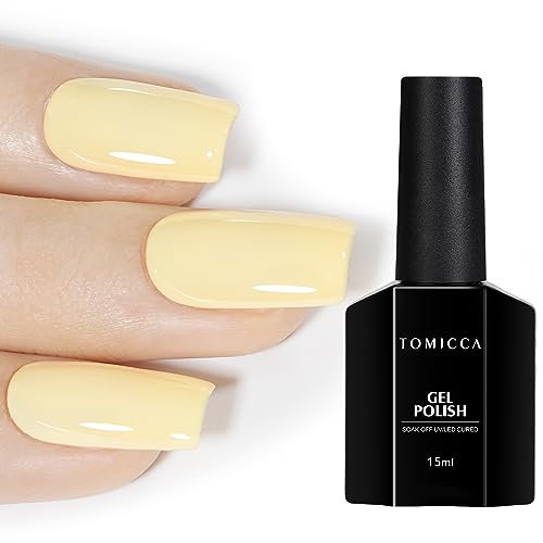TOMICCA UV Nagellack Pastel, 15ml Macaroon Gelb Gel, Soak Off UV Nail Art