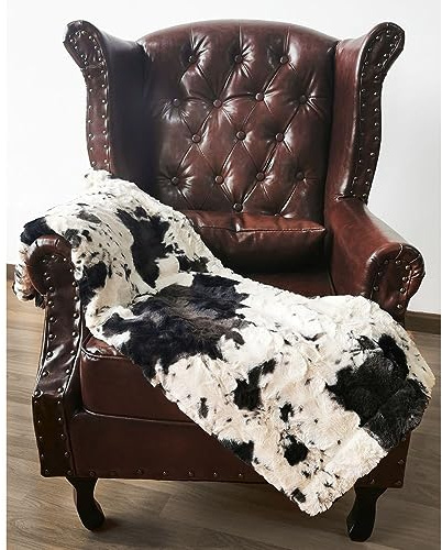 Two Lumps of Sugar Luxurious Black Pony Minky Faux Fur Blanket - Super Soft, Cozy, & Warm, 40 x 40 Plush Luxury Faux Fur Throw for Couch, Sofa, Bed, Travel; Breathable, Fluffy Throw Blanket