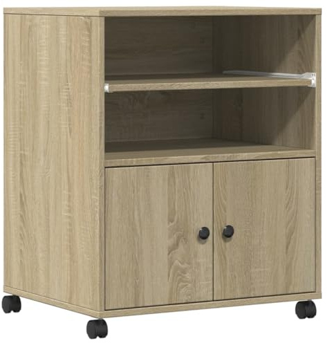 vidaXL Soporte para Impresora con Ruedas Roble Sonoma 60x48x74 cm, Mesa de Impresora, Mesa de Impresora de computadora, Soporte de Impresora con Almacenamiento