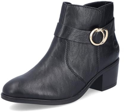 Rieker Damen Ankle Boots 73975, Frauen Stiefeletten,uebergangsschuhe,uebergangsstiefel,knöchelhoch,reißverschluss,Bootee,schwarz (00),39 EU / 6 UK