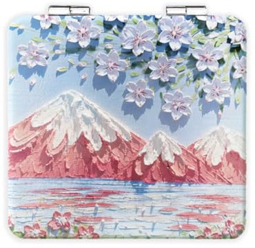 UYRVAPE Vergrößerungs-Kompaktspiegel faltbar bunter Malerei-Kosmetikspiegel tragbarer Kleiner Kunststoff-Taschen-Make-up-Spiegel doppelseitig 2-fache Vergrößerung niedlicher Kleiner Spiegel