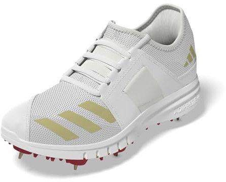 adidas Herren Howzat Spike Cricket-Schuhe, Cloud White/Gold Metallic/Pure Ruby, 48 2/3 EU