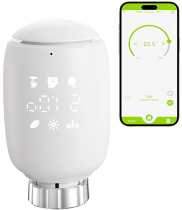 Termostato Intelligente per Radiatori Zigbee Tuya, Termostato WiFi Smart Home con APP, Controllo Vocale Alexa, Timer, Temperatura Costante, Riscaldamento Ecologico, Pack 1, Risparmio Energetico
