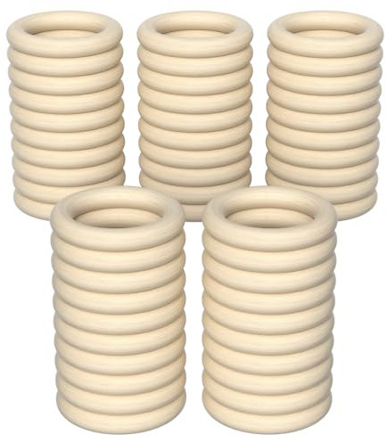 Chiluxendo 50 Stück Holzringe zum Basteln, Makramee Ringe, Serviettenringe, Holzring Hölzern, Natürliche Holzreifen, für Kunst & Handwerk, Heimwerken, Wohnkultur & Schmuckherstellung (Ø 45mm)