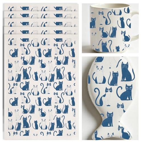 SUPERDANT 4 unids Papel de transferencia de cerámica De Gato De Dibujos Animados Para Calcomanías de cerámica De Animales arcilla papel de transferencia esmalte 52x37cm