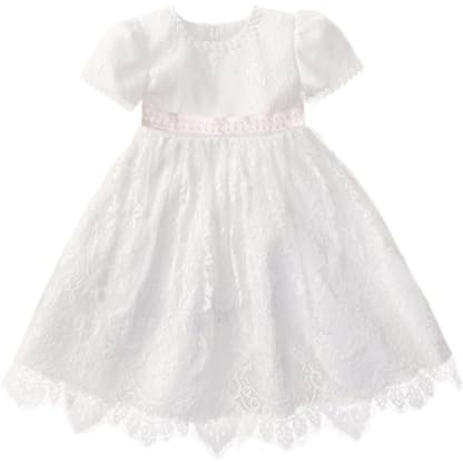 Lito Angels Vestido para Niña de Flores, Dama de Honor de Boda con Encaje Blanco, Cumpleaños Fiesta para Bebe Niñas Pequeñas Talla 6-12 Meses