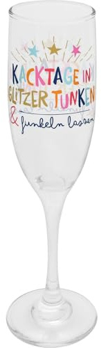 H:PPY life Sektglas mit Motivdruck Funkeln lassen | farbig bedrucktes Secco-Glas, Höhe 22,3 cm, 20 cl, in Geschenkbox | Geschenk zum Geburtstag, Freundin | 74727