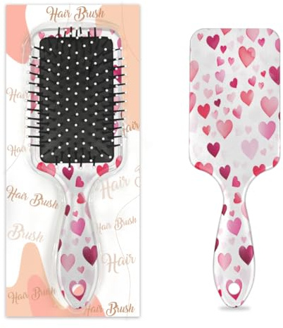 Mexpekil Cepillo de pelo con diseño de corazón para desenredar, cepillo de pelo húmedo y seco, peine de masaje con cojín de aire para niñas, mujeres y hombres