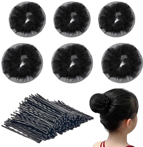 YAZWUR Ensemble de 6 filets à cheveux élastiques et accessoires de coiffure pour enfants, danseurs de ballet, artistes, infirmières, perruques et fixation des cheveux