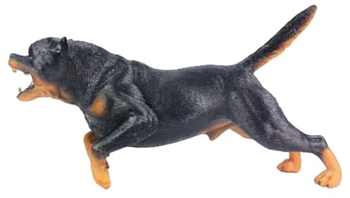 WEKAMOS Statua di Cane Rottweiler in Plastica, Giocattolo Educativo e Ornamento Decorativo per Interni ed Esterni, Figura Realistica per Arredamento Giardino e Casa