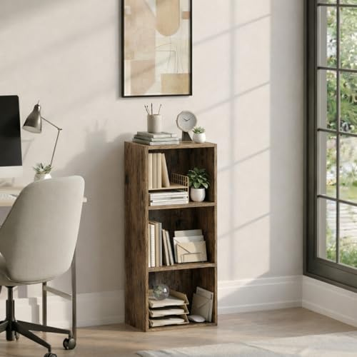 Vida Designs Oxford 3 Tier Cube Bookcase, Dark Wood, Wooden Shelving Display Storage Unit Office Living Room Furniture