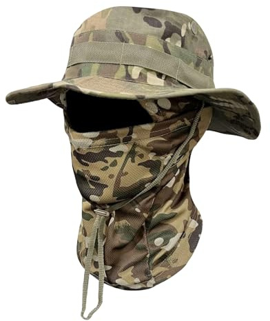HTTDSLF Sombrero de Pescador para el Sol Hombre con Cubierta Facial, Sombrero de Pesca, Gorro Pescador Safari Sombrero Hombre, orro Pescador Malla Sombreros Sol para Caza Senderismo